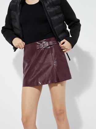 MAX Solid Women Regular Purple Skirt