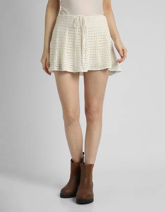 American Eagle Solid Women Regular Beige Skirt