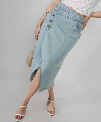 CAMPUS SUTRA Solid Women Regular Blue Skirt