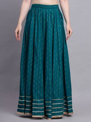 NYPA Printed Women Flared Green Skirt