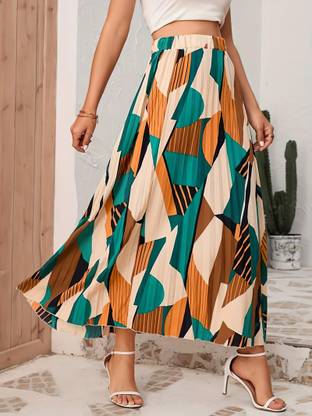 ZWERLON Printed Women Flared Multicolor Skirt