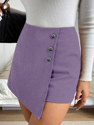 Rajovati Solid Women Layered Purple Skirt