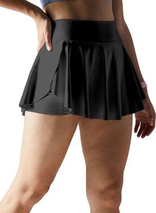 Mehrang Solid Women Skorts Black Skirt