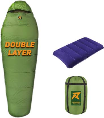 Rocksport Karakoram With Fleece Liner, -2°C to +10 °C (Green,1.7 kg) Sleeping Bag