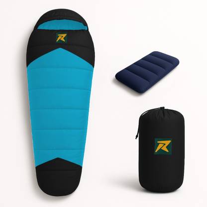 Rocksport Camplite 10°C to 20°C Sleep Bag For Camping and Traveling (Black/Sky Blue,1kg) Sleeping Bag