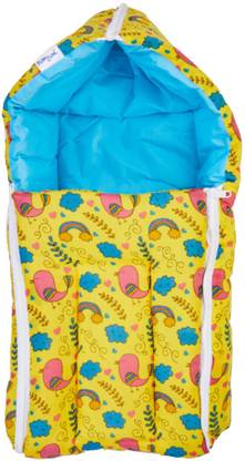BUMTUM 0-6 Months New Born 3 in 1 Cotton Baby Carrier, Bird Print (Yellow) Sleeping Bag