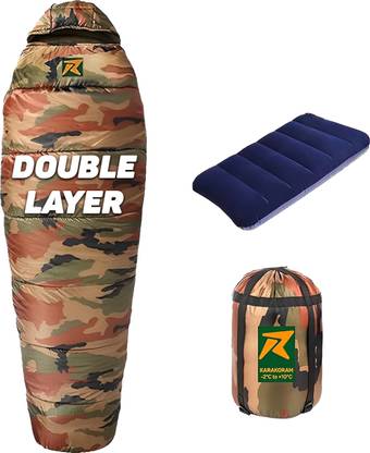 Rocksport Karakoram With Fleece Liner, -2°C to +10 °C, (Camouflage, 1.7 Kg) Sleeping Bag