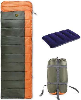 Rocksport Camplite Indoor & Outdoor Temp 8°C to 20°C, 1.1Kg (Orange & Army Green) Sleeping Bag