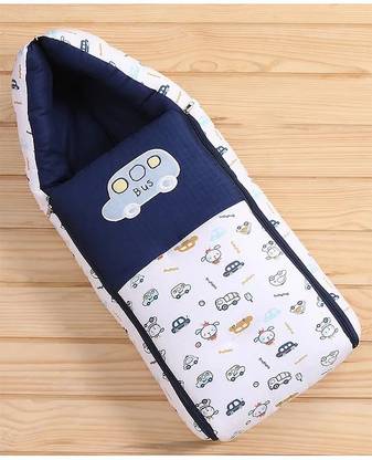 krishu 3 in 1 Baby Bed,Sleeping Bag & Carry Nest, Cotton Baby Bedding for New Born Baby Baby Sleeping Bag Blue Bus
