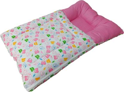 GIANT IMPEX 4in1 Baby Bed, Sleeping Bag Cotton Baby Bedding for New Born (Polka print, Pink) Sleeping Bag