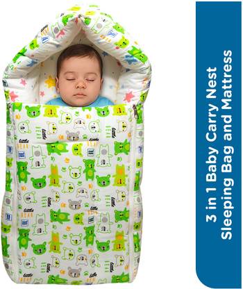 MeeMee 3 in 1 Baby Carry Nest Sleeping Bag & Mattress (Green) Sleeping Bag