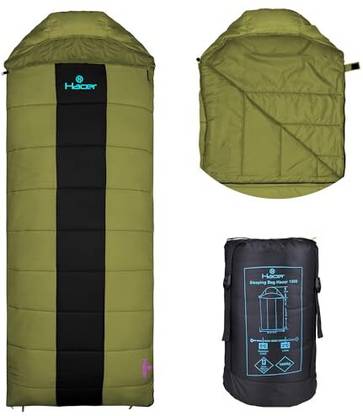 Hacer Camping Bag 210T Polyester Lining Hiking Trekking for Adults 2°C to +5°C Sleeping Bag