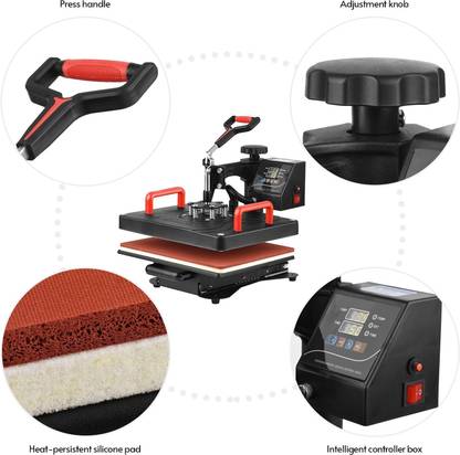 SMULY Multifunctional 5 in 1 Heat Press Machine 360° Rotatable Hot Transfer Slide Printer