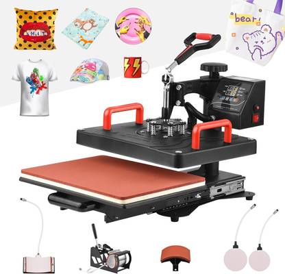 SMULY Multifunctional 5 in 1 Heat Press Machine 360° Rotatable Slidable Hot Transfer Slide Printer