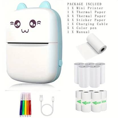 BLAPOXE Mini Sticker wireless Pocket Printer for iPhone Thermal Printer with 10 Rolls Slide Printer