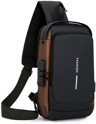 MYSASHOP Black, Brown Sling Bag Anti-Theft, Waterproof, USB Charging, Crossbody Sling Bag with Adjustable Strap