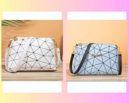 White, Blue Sling Bag Attractive Printed Sling Bag