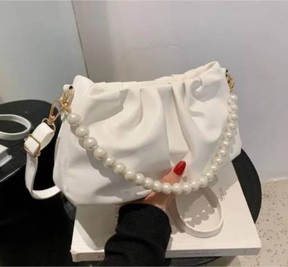 Shara White Sling Bag mota moti white flip_14