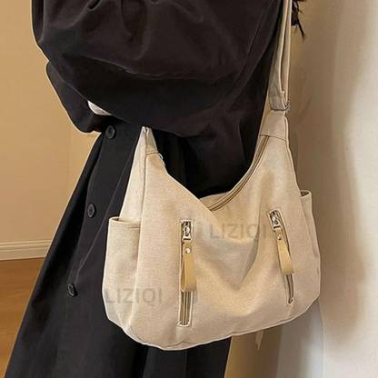 LIZIQI Beige Sling Bag Stylish Trendy Canvas handbag Sling bag for women