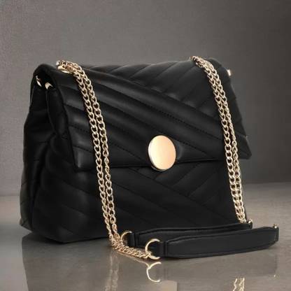 Ross Brown Black Sling Bag Quilted stitch s