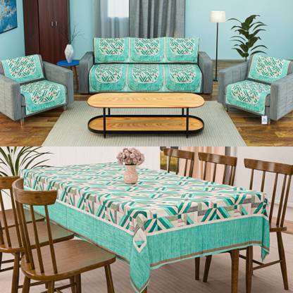 Heart Home Velvet 3+2 Seater L-Shape Sofa Checkered Cover