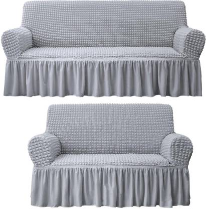 HOUSE OF QUIRK Polyester Striped 3+2 Seater Sofa Cover