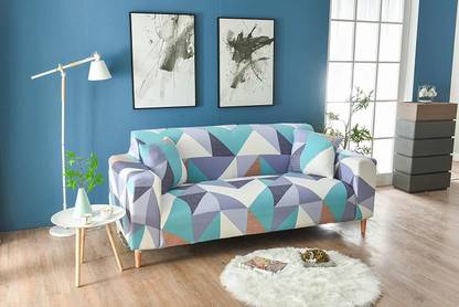 lukzer Polyester 4 Seater Sofa Geometric Cover