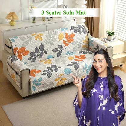 HOKiPO Polyester 3 Seater Sofa Floral Cover