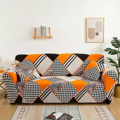 lukzer Polyester Abstract 4 Seater Sofa Cover
