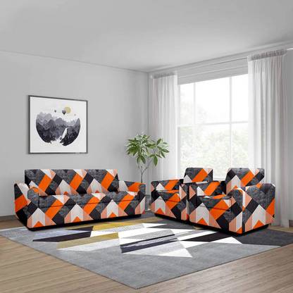Cortina Polyester 3+1+1 Seater Sofa Abstract Cover