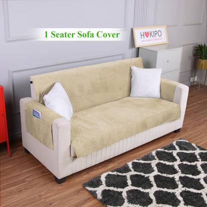 HOKiPO Velvet Plain 1 Seater Sofa Cover