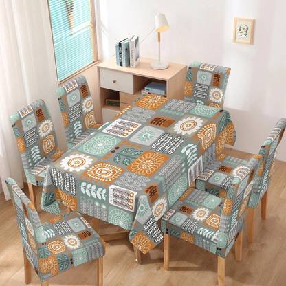 HOKiPO Polyester Abstract 6 Seater Chair Cover