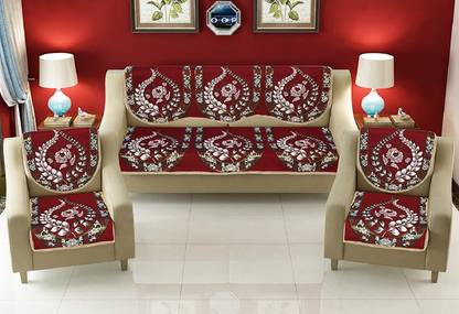 Aakriti Homes Cotton Embroidered 3+1+1 Seater Sofa Cover