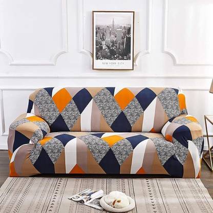 B BESTILO Polyester 3 Seater Sofa Geometric Cover