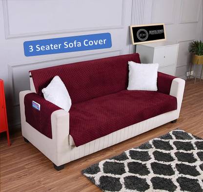 PM HOME DÉCOR Velvet 3 Seater Sofa Plain Cover