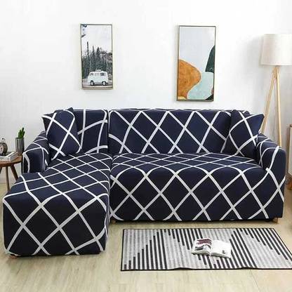 TONY STARK Polycotton Checkered 3+3 Seater L-Shape Sofa Cover