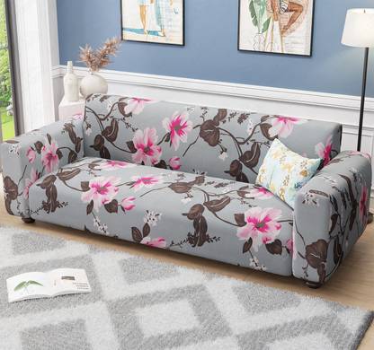 lukzer Polyester 3 Seater Sofa Floral Cover