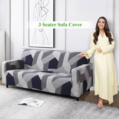 HOKiPO Polyester Geometric 3 Seater Sofa Cover