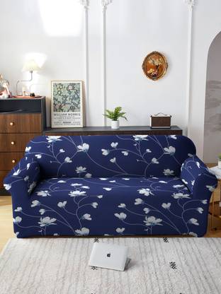 Flipkart SmartBuy Polyester Floral Sofa Cover  (Blue Pack of 1)