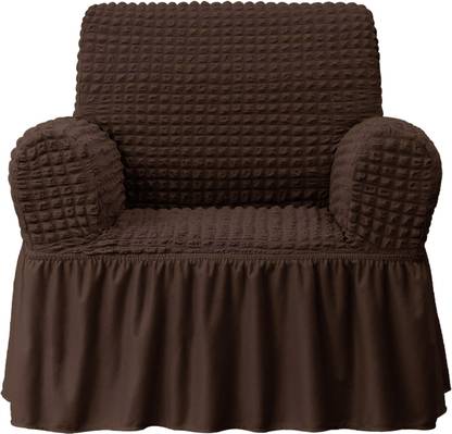 Cortina Polyester Geometric Sofa Cover  (Brown Pack of 1)