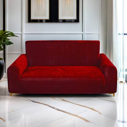 Rabhnoor Velvet, Silk Plain 3 Seater Sofa Cover