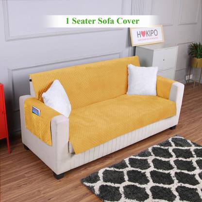 HOKiPO Velvet 1 Seater Sofa Plain Cover