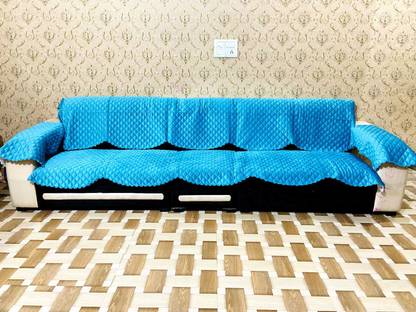 ANIKA CREATION Velvet Plain 3+1+1 Seater Sofa Cover