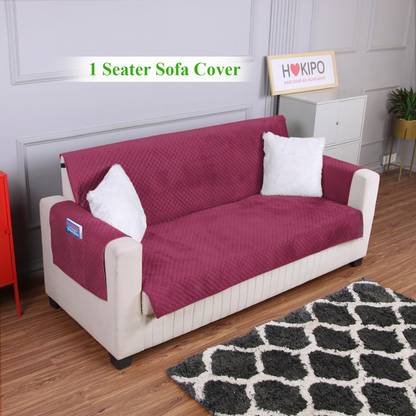 HOKiPO Velvet Plain 1 Seater Sofa Cover