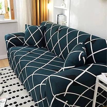 B BESTILO Polyester Checkered 4 Seater Sofa Cover