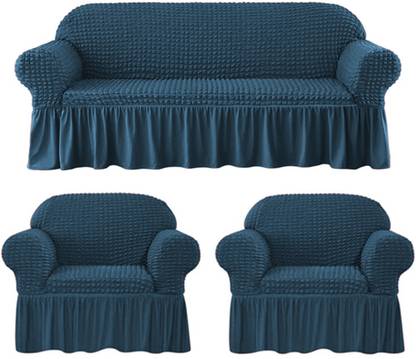 lukzer Polyester 3+1+1 Seater Sofa Checkered Cover