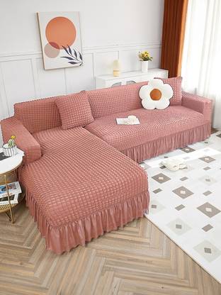Cortina Polyester Polka 3+2 Seater L-Shape Sofa Cover