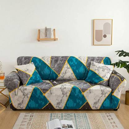 lukzer Polyester Geometric 4 Seater Sofa Cover