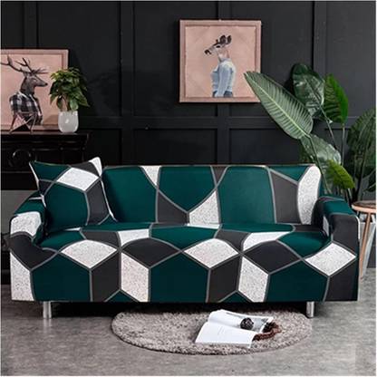 lukzer Polyester 3 Seater Sofa Geometric Cover