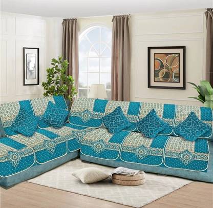 SAWNA HOMES Chenille, Velvet 3 Seater Sofa Embroidered Cover